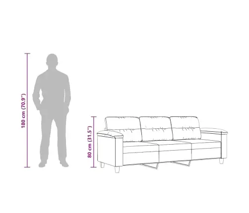 Trīsvietīgs Dīvāns, 180 Cm, Tumši Pelēks Mikrošķiedras Audums Vidaxl