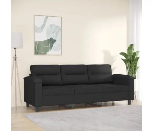 Trīsvietīgs Dīvāns, Melns Mikrošķiedras Audums, 180 Cm Vidaxl
