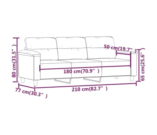 Trīsvietīgs Dīvāns, Krēmkrāsas Mikrošķiedras Audums, 180 Cm Vidaxl