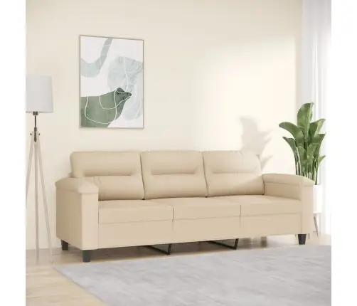 Trīsvietīgs Dīvāns, Krēmkrāsas Mikrošķiedras Audums, 180 Cm Vidaxl