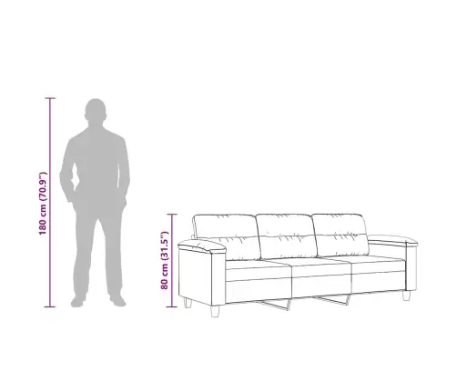 Trīsvietīgs Dīvāns, Bēša Mikrošķiedras Audums, 180 Cm Vidaxl
