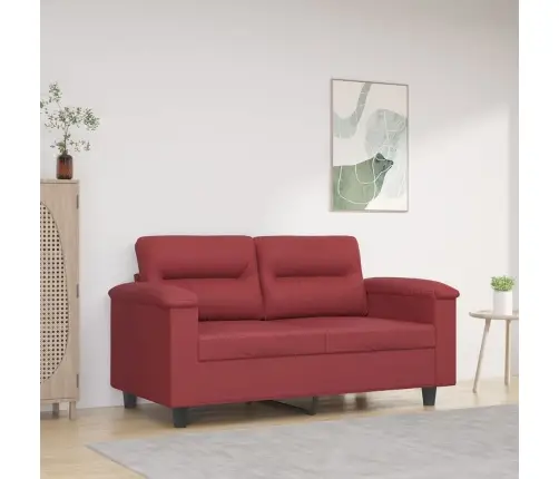 Kahekohaline Diivan, Veinipunane, 120 cm Kunstnahk