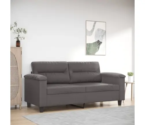 Divvietīgs Dīvāns, Pelēks, 140 Cm, Mākslīgā Āda Vidaxl