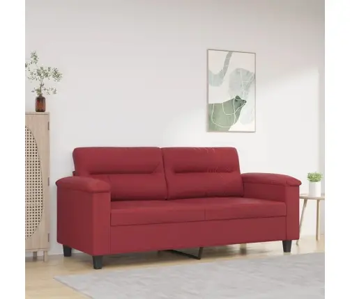 Kahekohaline Diivan, Veinipunane, 140 cm Kunstnahk