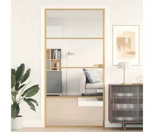 Iekšdurvis, 102,5X201,5 Cm, Zeltainas, Rūdīts Stikls, Alumīnijs Vidaxl