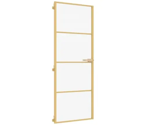 Iekšdurvis, 76X201,5 Cm, Zelta Krāsā, Rūdīts Stikls, Alumīnijs Vidaxl