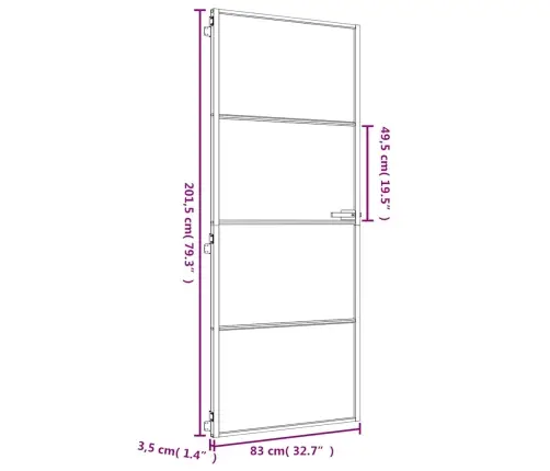 Iekšdurvis, 83X201,5 Cm, Zelta Krāsā, Rūdīts Stikls, Alumīnijs Vidaxl