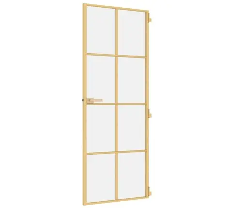 Iekšdurvis, 76X201,5 Cm, Zelta Krāsā, Rūdīts Stikls, Alumīnijs Vidaxl