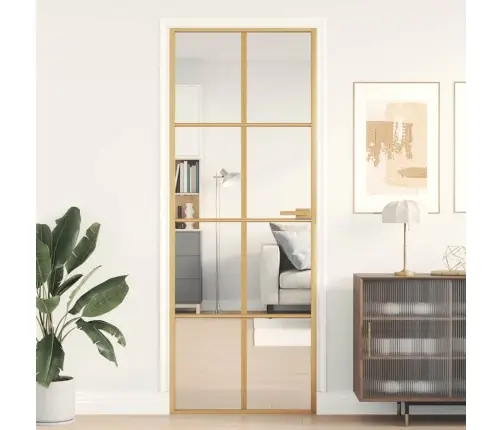 Iekšdurvis, 76X201,5 Cm, Zelta Krāsā, Rūdīts Stikls, Alumīnijs Vidaxl