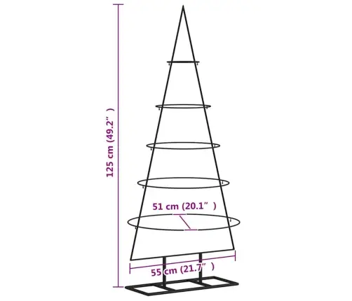 Dekoratīva Ziemassvētku Eglīte, Metāls, Melna, 125 Cm Vidaxl