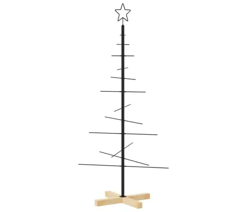 Metalinė Kalėdų Eglutė Su Mediniu Pagrindu, Juoda, 120 Cm