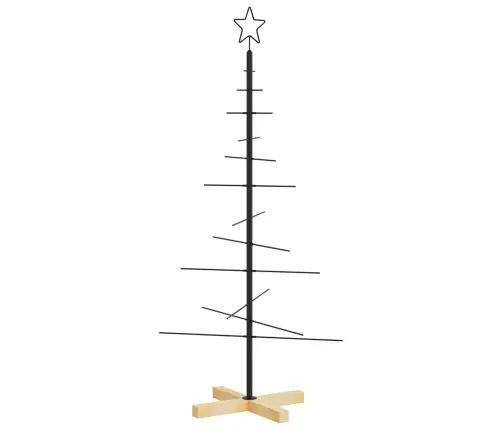 Metalinė Kalėdų Eglutė Su Mediniu Pagrindu, Juoda, 120 Cm