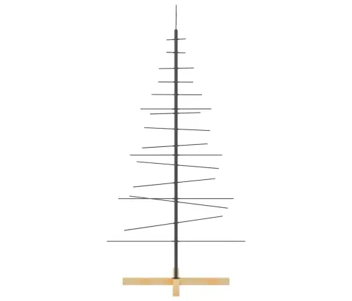 Metalinė Kalėdų Eglutė Su Mediniu Pagrindu, Juoda, 150 Cm