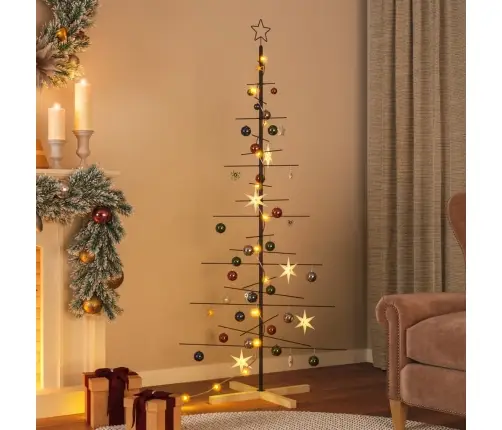 Ziemassvētku Eglīte, Metāls, Koka Pamatne, Melna, 180 Cm Vidaxl