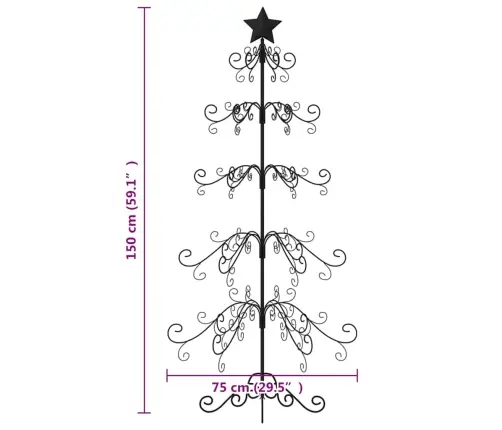 Dekoratīva Ziemassvētku Eglīte, Metāls, Melna, 150 Cm Vidaxl