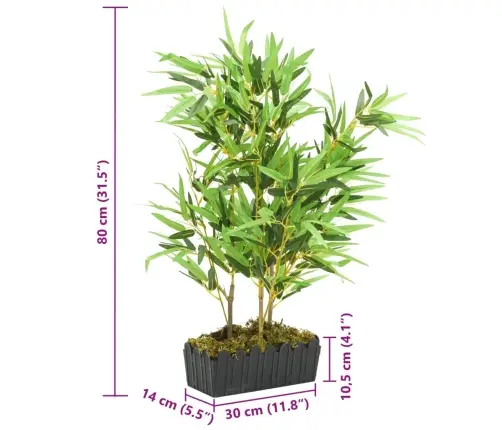 Dirbtinis Bambukas, Žalios Spalvos, 80cm 500 Lapai