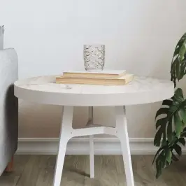 Galda Virsma, Balta, Ø50X3 Cm, Apaļa, Priedes Masīvkoks Vidaxl