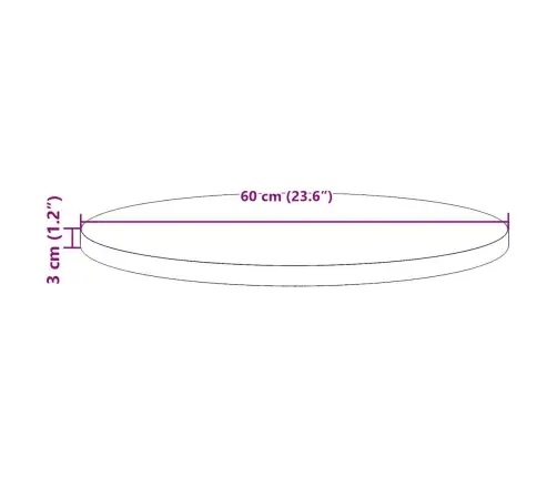 Lauaplaat, Ümmargune, Ø 60 X 3 cm Männipuit