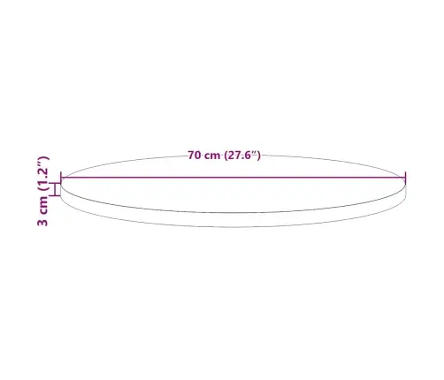 Galda Virsma, Balta, Ø70X3 Cm, Apaļa, Priedes Masīvkoks Vidaxl