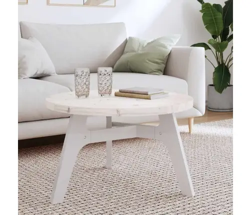 Galda Virsma, Balta, Ø70X3 Cm, Apaļa, Priedes Masīvkoks Vidaxl