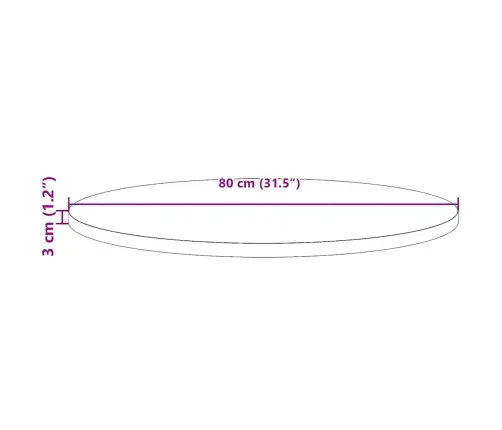 Lauaplaat, Ümmargune, Valge, Ø 80 X 3 cm Männipuit