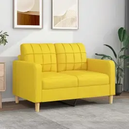 Divvietīgs Dīvāns, Gaiši Dzeltens Audums, 120 Cm Vidaxl