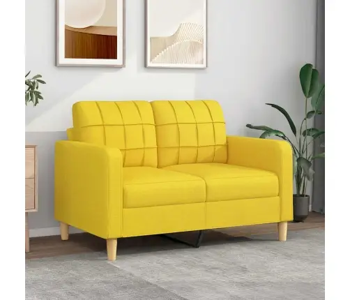 Divvietīgs Dīvāns, Gaiši Dzeltens Audums, 120 Cm Vidaxl