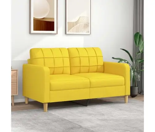 Dvivietė Sofa, Šviesiai Geltonos Spalvos, 140cm Audinys