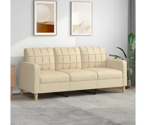 Trīsvietīgs Dīvāns, Krēmkrāsas Audums, 180 Cm Vidaxl