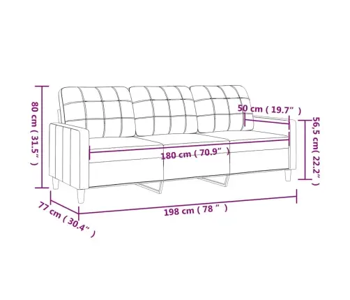 Trīsvietīgs Dīvāns, Gaiši Dzeltens Audums, 180 Cm Vidaxl