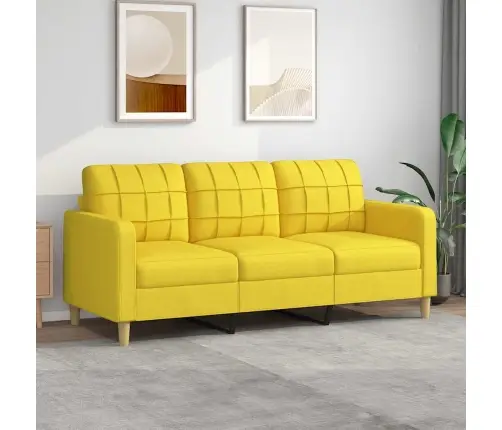 Trīsvietīgs Dīvāns, Gaiši Dzeltens Audums, 180 Cm Vidaxl