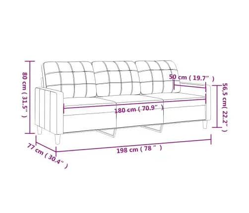 Trīsvietīgs Dīvāns, Vīnsarkans Audums, 180 Cm Vidaxl