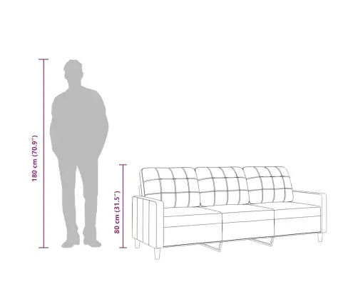 Trīsvietīgs Dīvāns, Pelēkbrūns Audums, 180 Cm Vidaxl