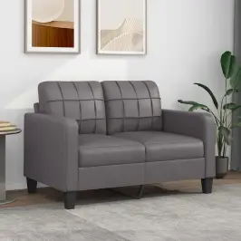 Divvietīgs Dīvāns, Pelēks, 120 Cm, Mākslīgā Āda Vidaxl Divvietīgs Dīvāns, Pelēks, 120 Cm, Mākslīgā Āda Vidaxl