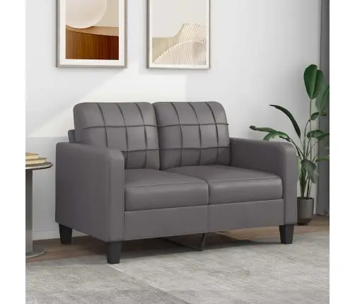 Divvietīgs Dīvāns, Pelēks, 120 Cm, Mākslīgā Āda Vidaxl