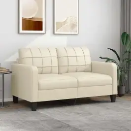 Divvietīgs Dīvāns, Krēmkrāsas, 140 Cm, Mākslīgā Āda Vidaxl Divvietīgs Dīvāns, Krēmkrāsas, 140 Cm, Mākslīgā Āda Vidaxl