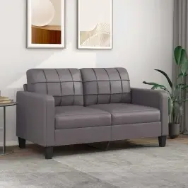 Dvivietė Sofa, Pilkos Spalvos, 140cm Dirbtinė Oda