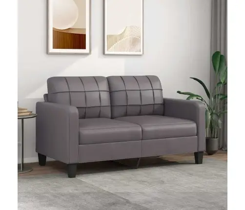 Dvivietė Sofa, Pilkos Spalvos, 140cm Dirbtinė Oda