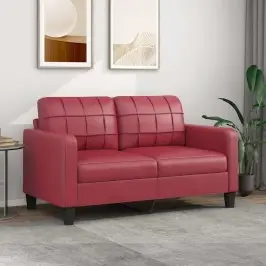 Divvietīgs Dīvāns, Vīnsarkans, 140 Cm, Mākslīgā Āda Vidaxl Divvietīgs Dīvāns, Vīnsarkans, 140 Cm, Mākslīgā Āda Vidaxl
