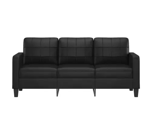 Trivietė Sofa, Juodos Spalvos, 180cm Dirbtinė Oda