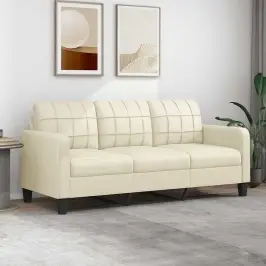 Trivietė Sofa, Kreminės Spalvos, 180cm Dirbtinė Oda