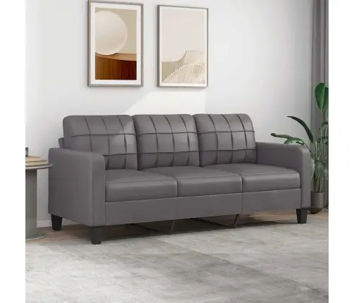 Trīsvietīgs Dīvāns, Pelēks, 180 Cm, Mākslīgā Āda Vidaxl Trīsvietīgs Dīvāns, Pelēks, 180 Cm, Mākslīgā Āda Vidaxl