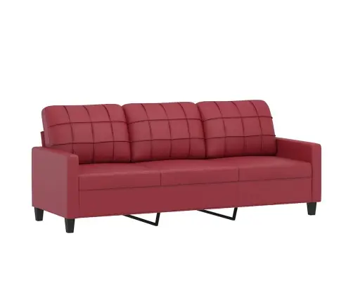Trivietė Sofa, Raudonojo Vyno Spalvos, 180cm Dirbtinė Oda