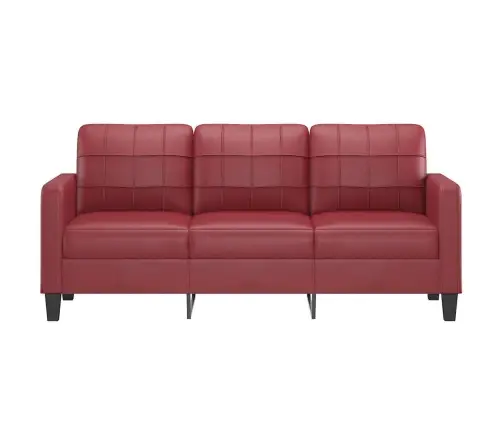 Trivietė Sofa, Raudonojo Vyno Spalvos, 180cm Dirbtinė Oda