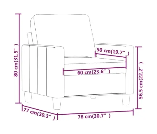 Atpūtas Krēsls, Pelēks, 60 Cm, Mākslīgā Āda Vidaxl