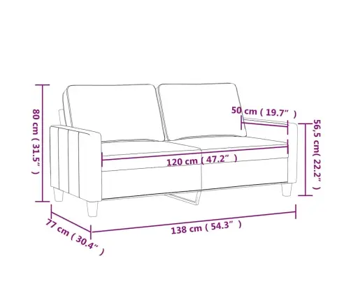 Divvietīgs Dīvāns, Krēmkrāsas, 120 Cm, Mākslīgā Āda Vidaxl
