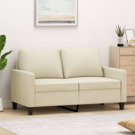 Dvivietė Sofa, Kreminės Spalvos, 120cm Dirbtinė Oda