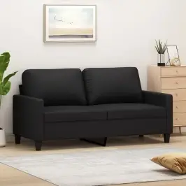 Dvivietė Sofa, Juodos Spalvos, 140cm Dirbtinė Oda