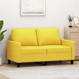 Dvivietė Sofa, Šviesiai Geltonos Spalvos, 120cm Audinys