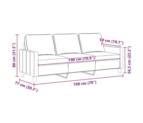 Trivietė Sofa, Taupe Spalvos, 180cm Audinys